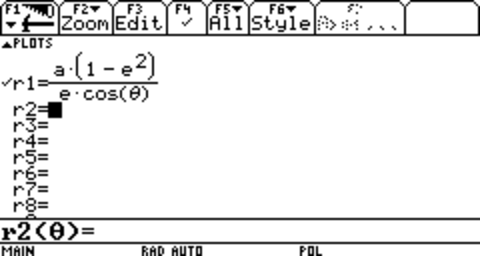 r1(θ)=a*(1-e^2)/(1+e*cos(θ))